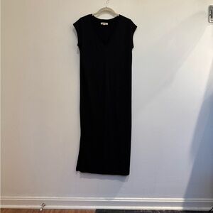 Madewell Black Vneck Women's Midi Dress